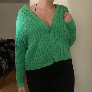 L.L Bean Vintage Cable Knit Cardigan Sweater